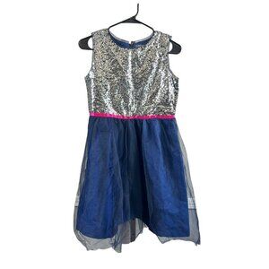 A.T.U.N Girls Navy Blue & Silver Casual Dress